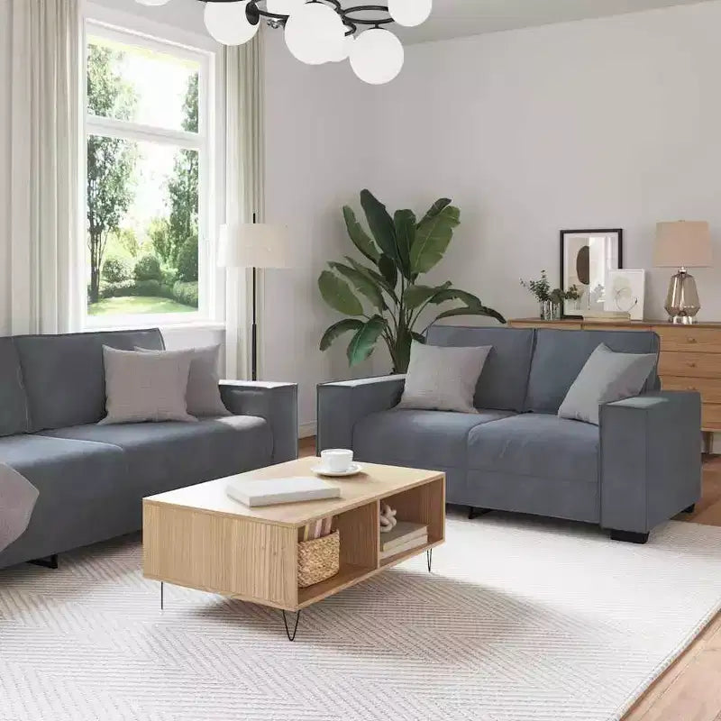 vidaXL 2 Piece Sofa Set with Cushions Black Velvet