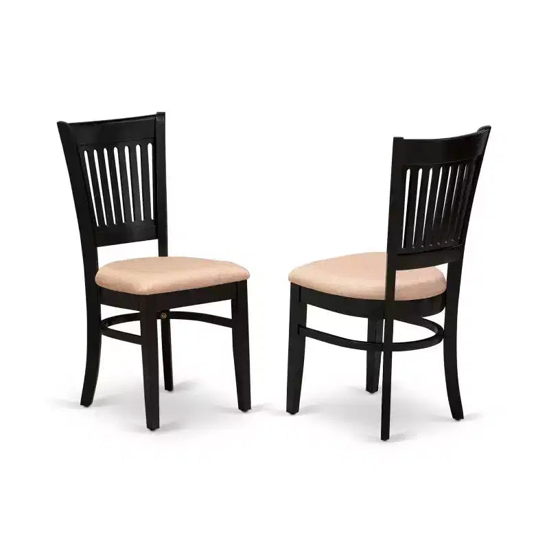 5-Piece Black Finish Solid Wood Top Rectangular Dining Room Set (Seats-4)