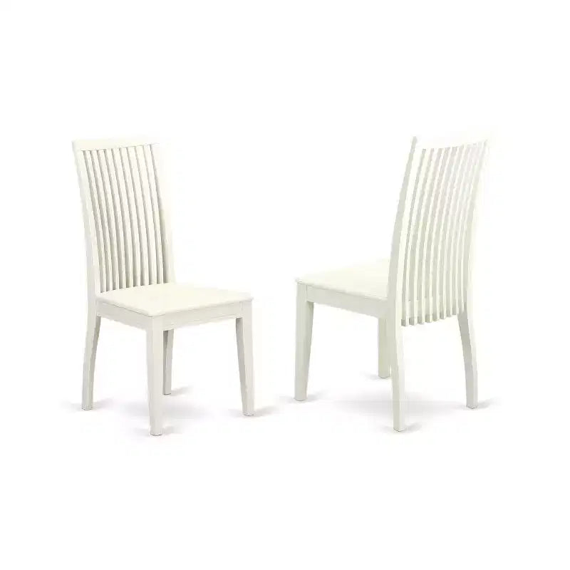 3-Piece Drop-Leaf Dining Table Set with Solid Wood Top & Faux Leather Chairs, Linen White