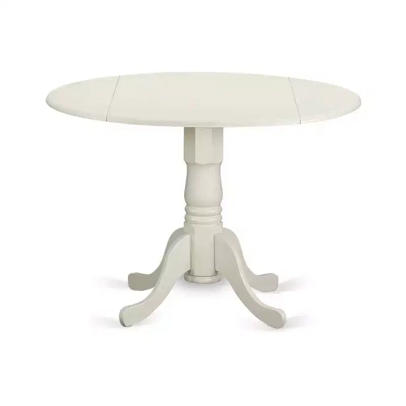 3-Piece Linen white Solid Wood Top - Round Dining Room Set - Seats 4