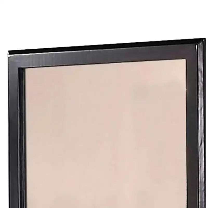 36" Rectangular Wood-Encased Wall Mirror, Black Finish, Pine & MDF Frame