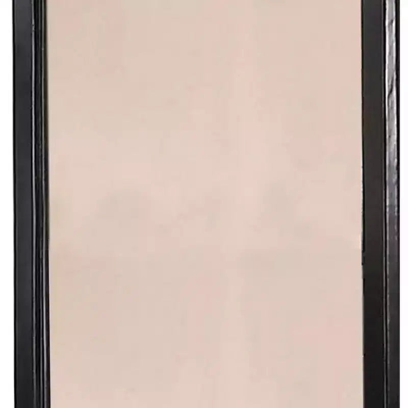 36" Rectangular Wood-Encased Wall Mirror, Black Finish, Pine & MDF Frame