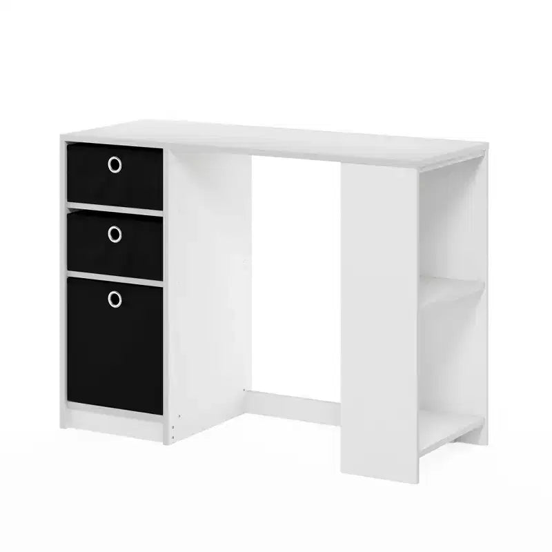 HOMLUX 39 Computer Desk Study Writing Desk with 3 Storage Bins & Open Shelves