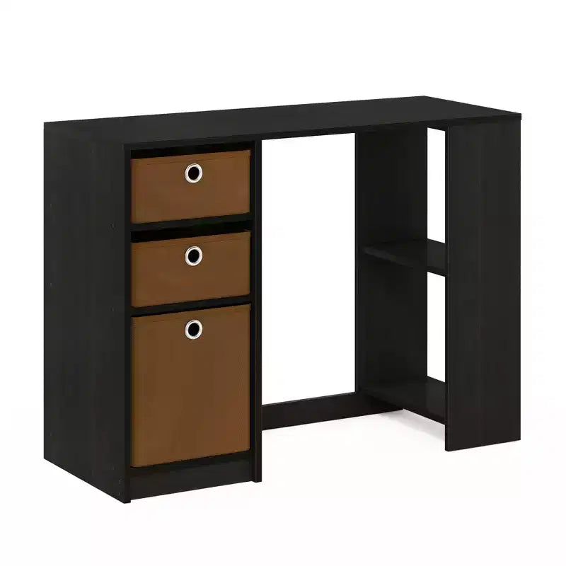 HOMLUX 39 Computer Desk Study Writing Desk with 3 Storage Bins & Open Shelves