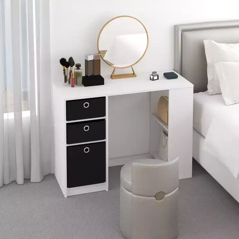 HOMLUX 39 Computer Desk Study Writing Desk with 3 Storage Bins & Open Shelves