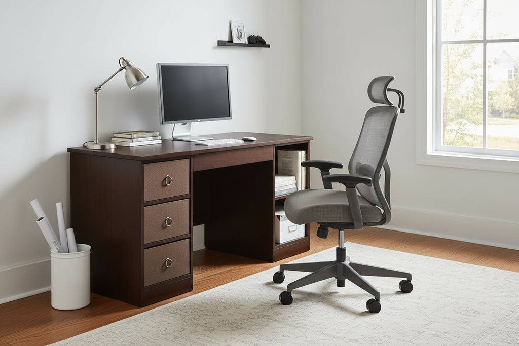 HOMLUX 39 Computer Desk Study Writing Desk with 3 Storage Bins & Open Shelves