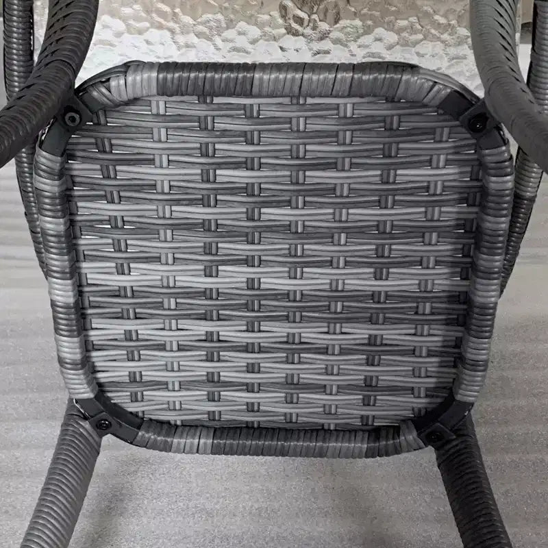 Outdoor Coffee Table with Storage Shelf, Hand-Woven Wicker Side Table with Water-Ripple Glass Top