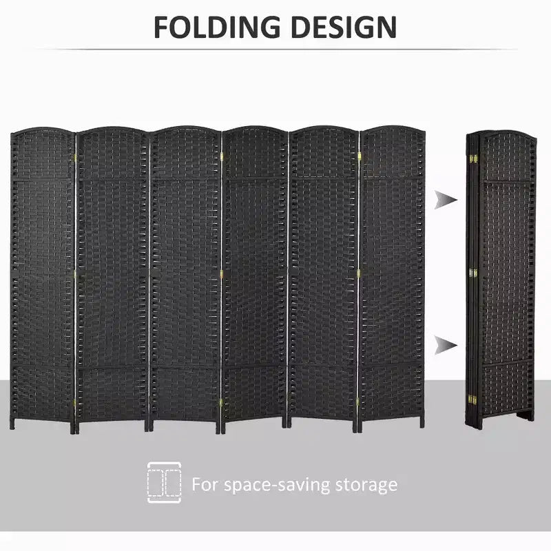 Folding Room Divider Screen 6 Panel 5.6 ' Tall Privacy Screen Freestanding Room Partition for Home Office