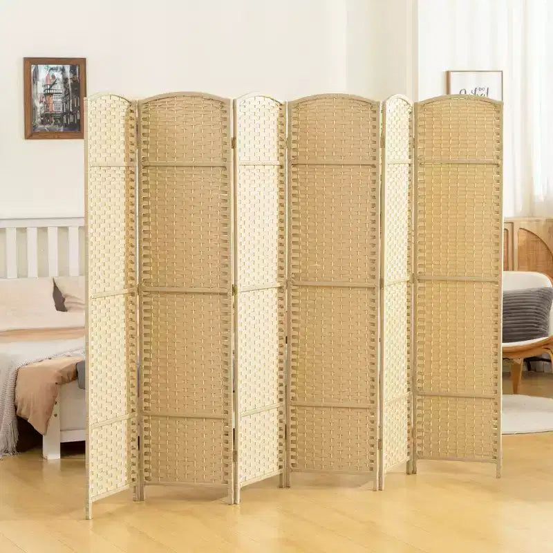 Folding Room Divider Screen 6 Panel 5.6 ' Tall Privacy Screen Freestanding Room Partition for Home Office