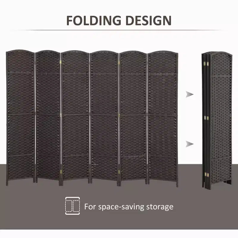 Folding Room Divider Screen 6 Panel 5.6 ' Tall Privacy Screen Freestanding Room Partition for Home Office