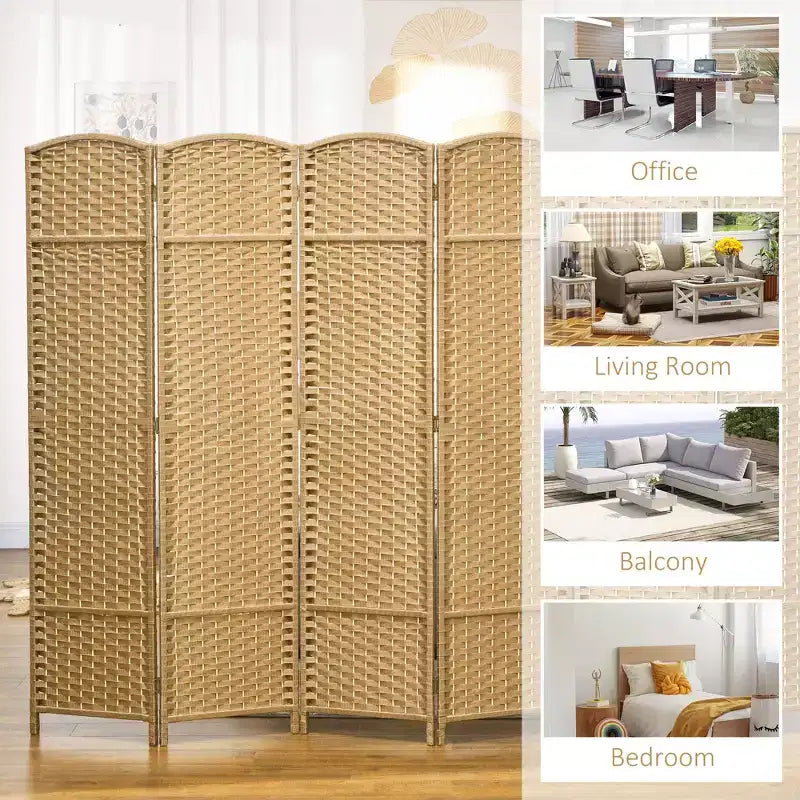 Folding Room Divider Screen 6 Panel 5.6 ' Tall Privacy Screen Freestanding Room Partition for Home Office
