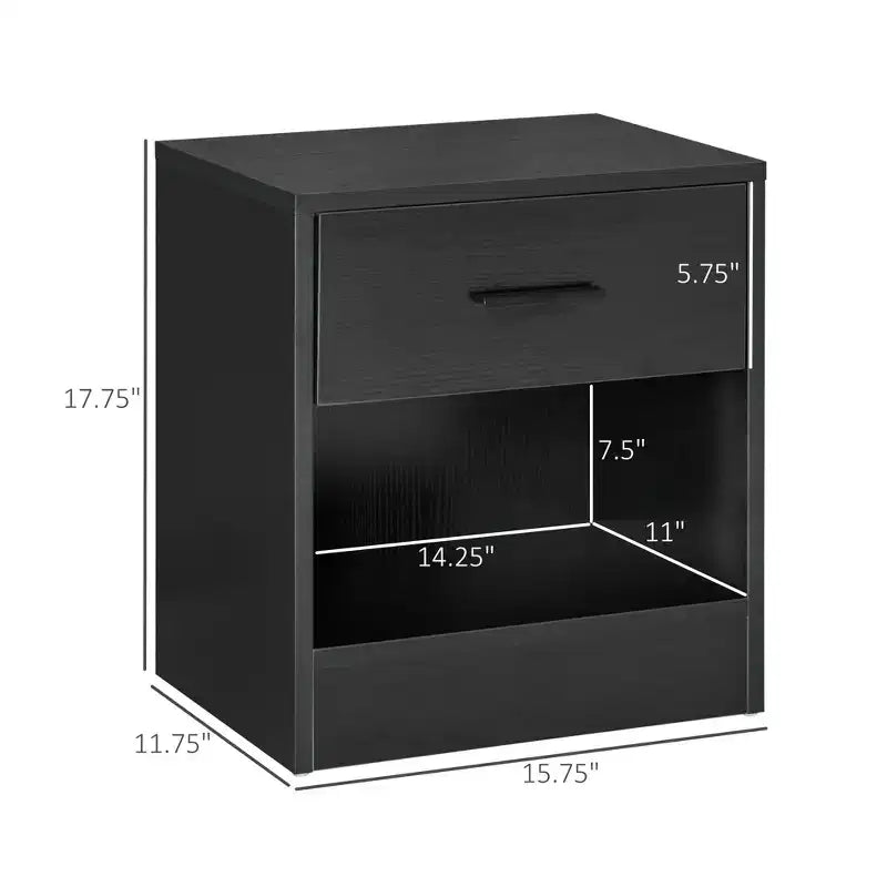 Modern Side Table with Drawer and Storage Shelf, End Table for Living Room