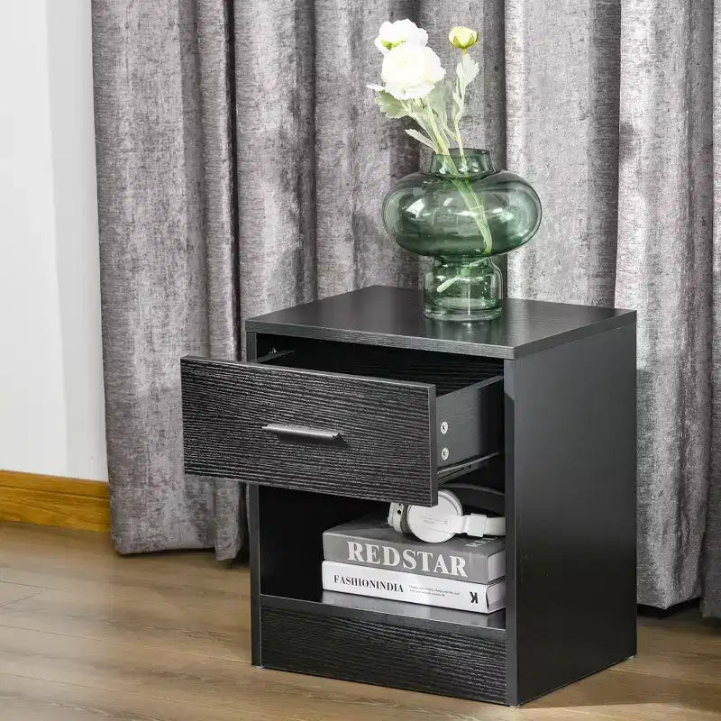 Modern Side Table with Drawer and Storage Shelf, End Table for Living Room