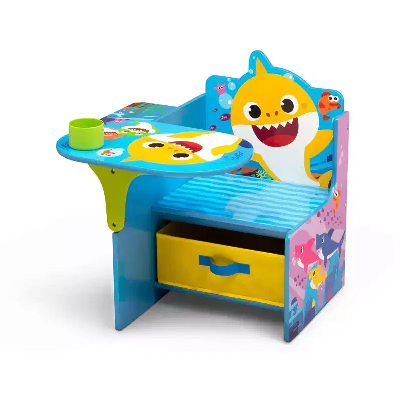 Kids Chair Desk with Underseat Storage & Cup Holder, Ocean Theme, Ages 3+