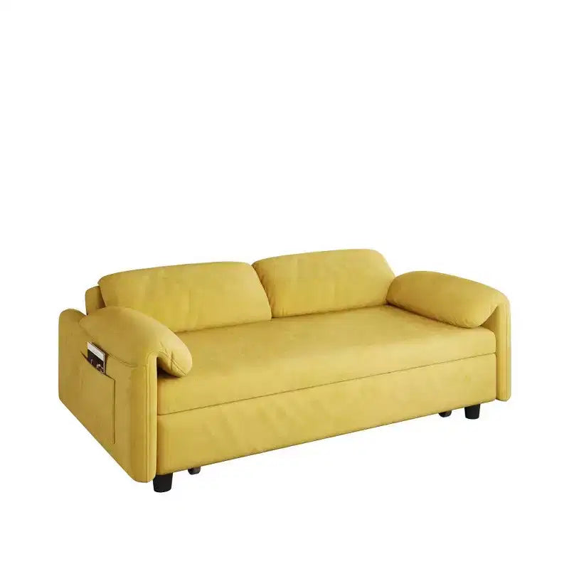 54" Convertible Velvet Sofa Bed with Storage Pockets, 2-in-1 Loveseat for Small Spaces
