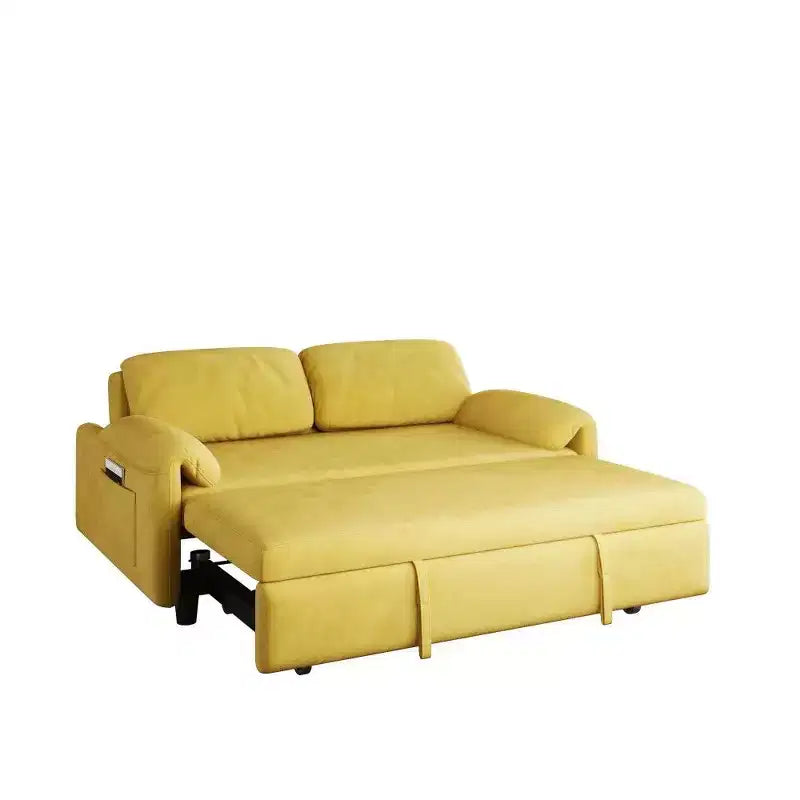 54" Convertible Velvet Sofa Bed with Storage Pockets, 2-in-1 Loveseat for Small Spaces