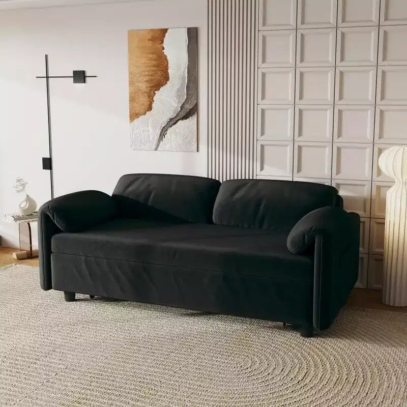 54" Convertible Velvet Sofa Bed with Storage Pockets, 2-in-1 Loveseat for Small Spaces