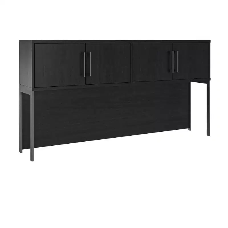Upholstered King Bed Frame with Tufted Wingback Headboard & USB Charging Ports, Gray