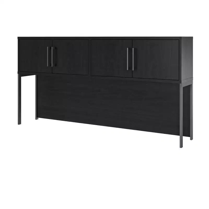 Upholstered King Bed Frame with Tufted Wingback Headboard & USB Charging Ports, Gray