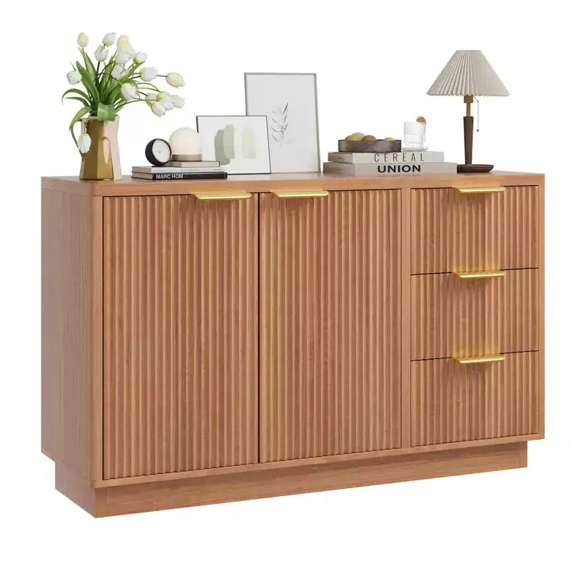 47 in Modern Sideboard Buffet Cabinet with Storage, Compact Wood Kitchen Cabinet with 3 Drawers & Shelf, Buffet Table for Dining Room Living Room