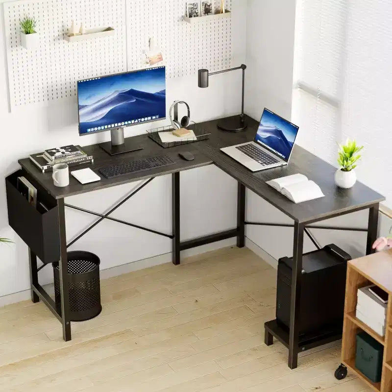 TUYOHW L Shaped Computer Desk for Gaming and Office,50''Corner Gaming Desk with CPU Stand & Side Pocket,Home Office Workstation