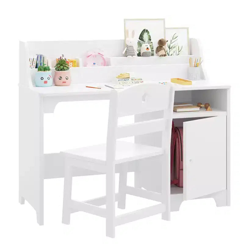 Wooden Study Writing Table with Chair and Cabinet for Children