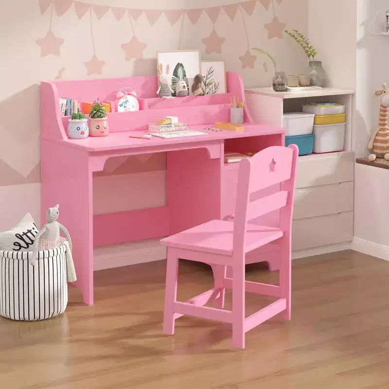 Wooden Study Writing Table with Chair and Cabinet for Children