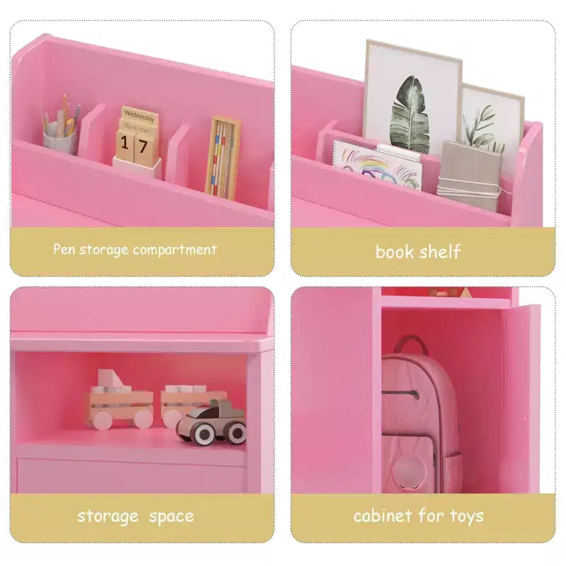 Wooden Study Writing Table with Chair and Cabinet for Children