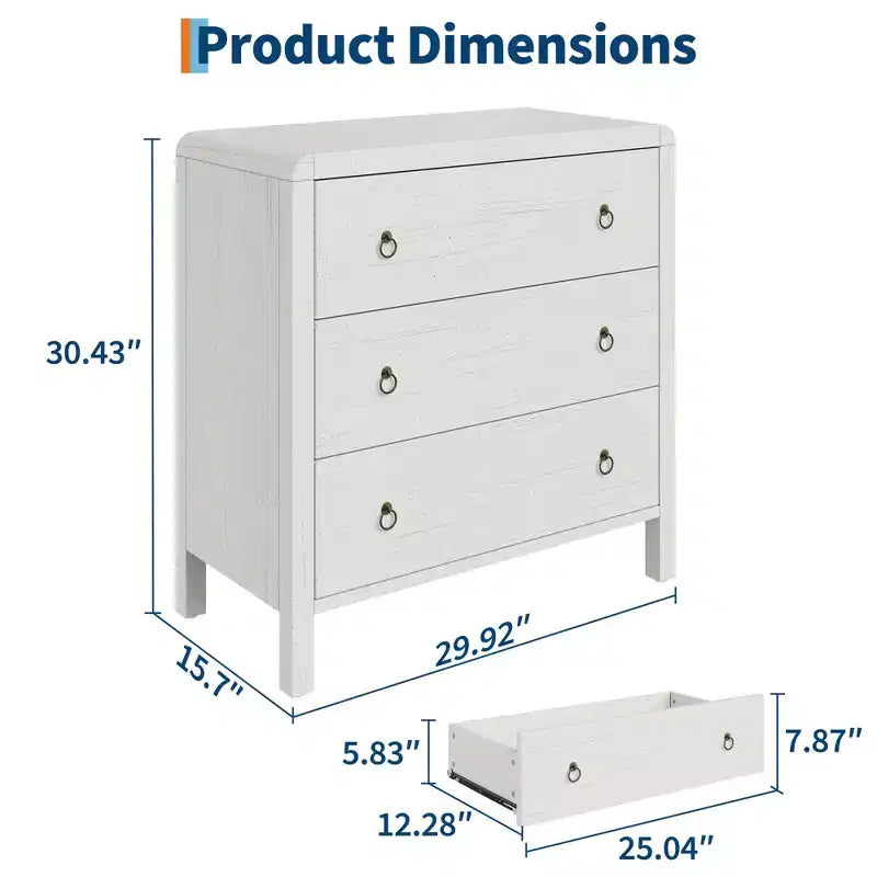 WhiteDrawer Dresser - Wooden Chest of Drawers for Bedroom/Living Room (Closet Storage Organizer, Modern Design)