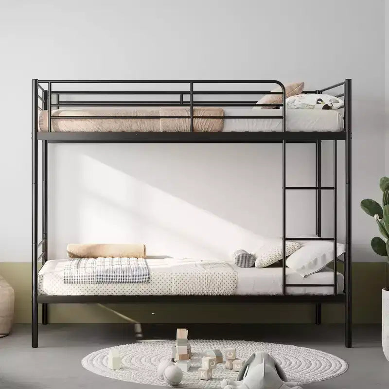 Okak Twin Size Heavy Duty Metal Bunk Bed with Ladders & High Guardrail,Contemporary Bed Frame for Bedroom,Apartments