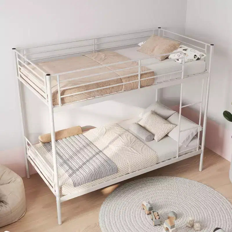 Okak Twin Size Heavy Duty Metal Bunk Bed with Ladders & High Guardrail,Contemporary Bed Frame for Bedroom,Apartments