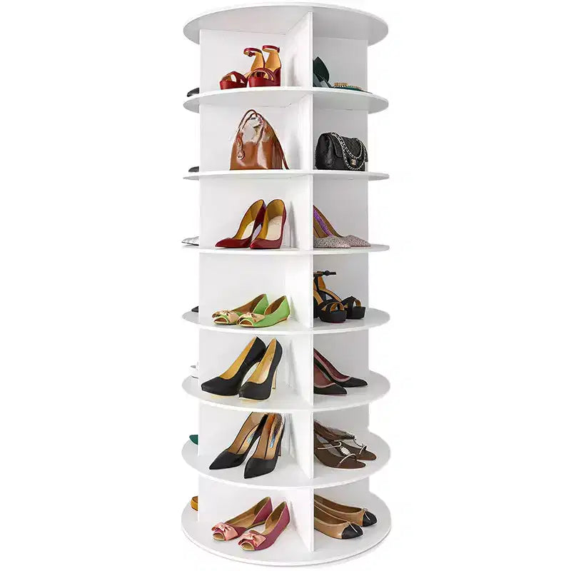 Rotating Shoe Rack Tower, 360 Round Rotating Storage Tower, White Spinning Shoe Rack Tower Shoe Storage