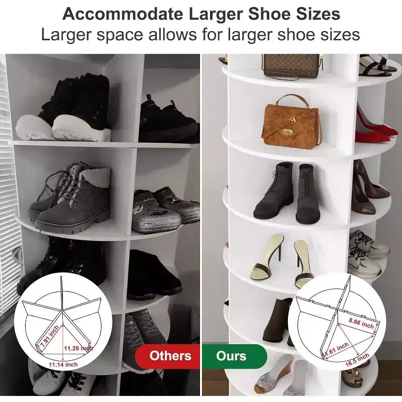 Rotating Shoe Rack Tower, 360 Round Rotating Storage Tower, White Spinning Shoe Rack Tower Shoe Storage