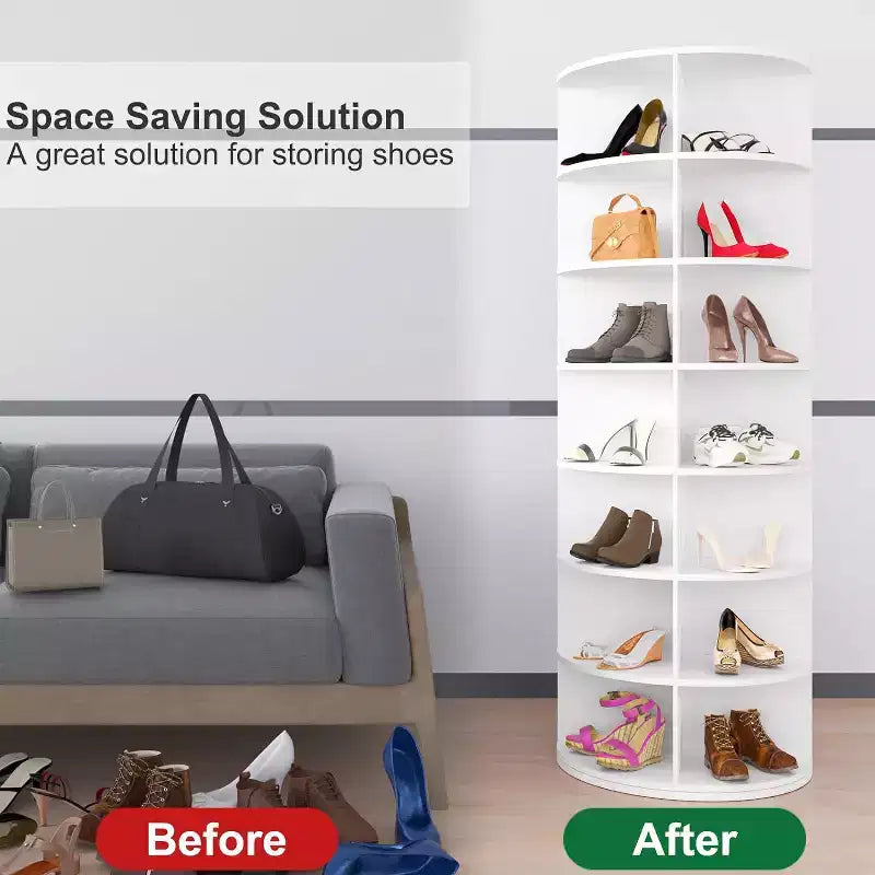 Rotating Shoe Rack Tower, 360 Round Rotating Storage Tower, White Spinning Shoe Rack Tower Shoe Storage