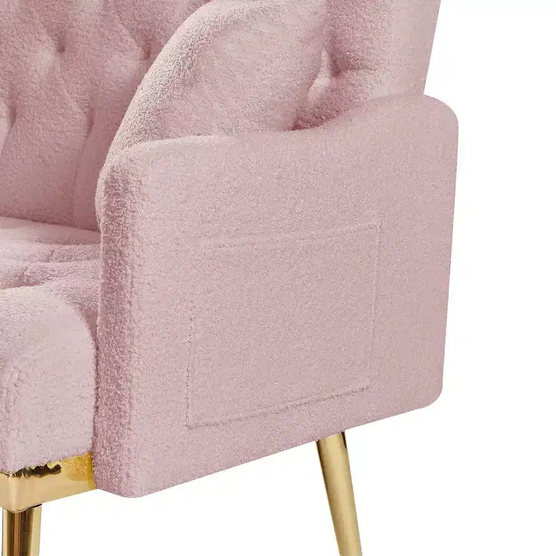 Upholstered Loveseat Couch With 2 Pillows Metal Legs Foam Couch Sleeper Sofa For Guest Room Office Living Room, Pink Teddy Fabric