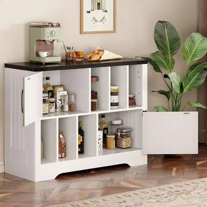 COZONY 39 Vinyl Record Storage Cabinet, Farmhouse Wood Turntable Stand with 2 Barn Doors, Large Record Player Table for Living Room Bedroom