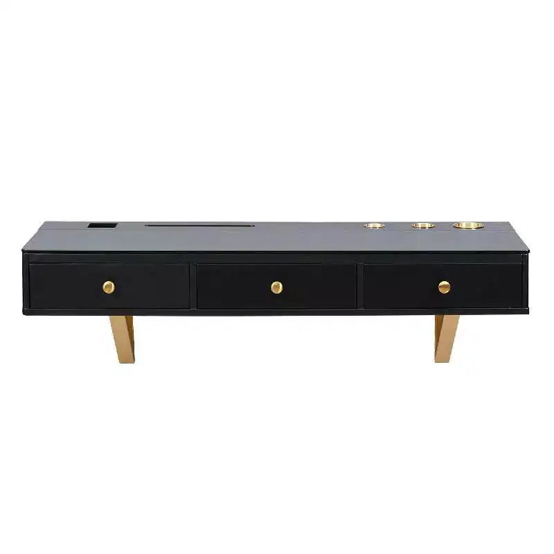 Floating Shelf with Drawer Multi-Purpose Wall-Mounted Vanity Table Cosmetic Mounted Desk Floating Table Make Up Desk for Bedroom Bathroom Black