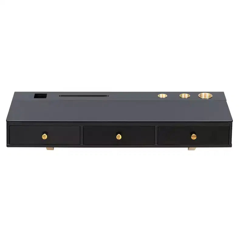Floating Shelf with Drawer Multi-Purpose Wall-Mounted Vanity Table Cosmetic Mounted Desk Floating Table Make Up Desk for Bedroom Bathroom Black