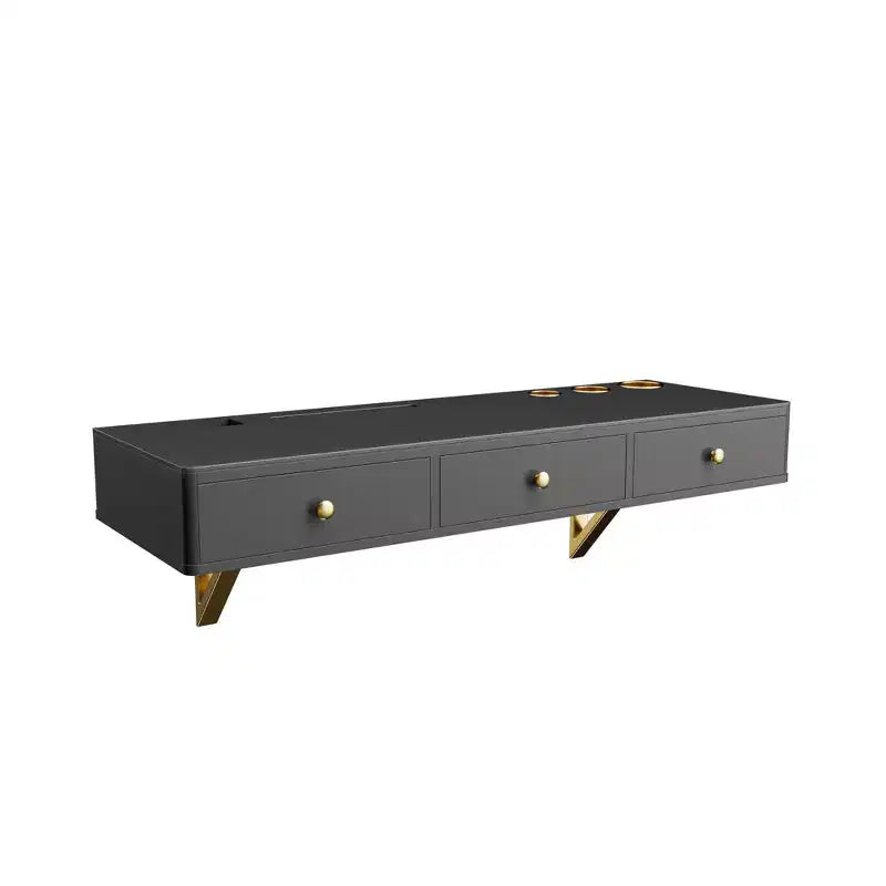 Floating Shelf with Drawer Multi-Purpose Wall-Mounted Vanity Table Cosmetic Mounted Desk Floating Table Make Up Desk for Bedroom Bathroom Black