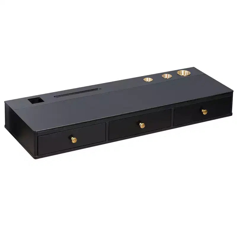 Floating Shelf with Drawer Multi-Purpose Wall-Mounted Vanity Table Cosmetic Mounted Desk Floating Table Make Up Desk for Bedroom Bathroom Black