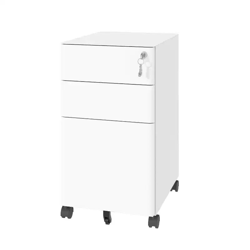 3-Drawer Mobile File Cabinet with Lock, Anti-Tip Steel Design, Shallow + Deep Drawers, White