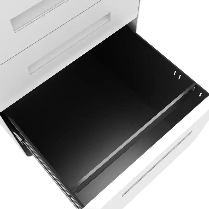 3-Drawer Mobile File Cabinet with Lock, Anti-Tip Steel Design, Shallow + Deep Drawers, White