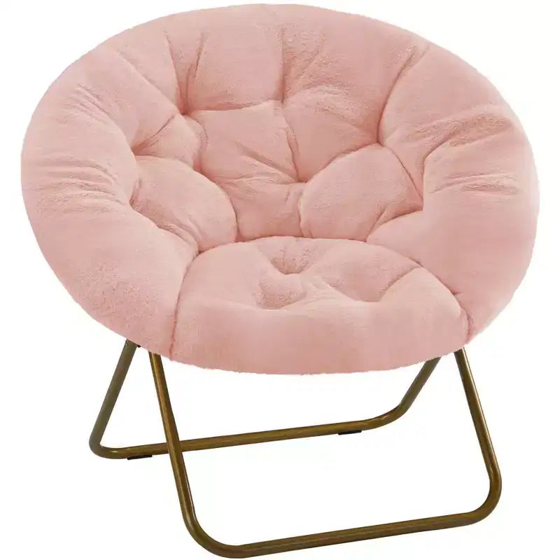 Zeus & Ruta Comfortable Faux Fur Disc Accent Chair - Adult-Size for Bedroom & Living Room