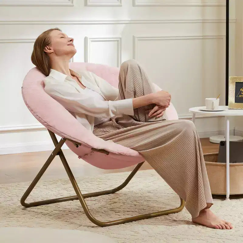 Zeus & Ruta Comfortable Faux Fur Disc Accent Chair - Adult-Size for Bedroom & Living Room