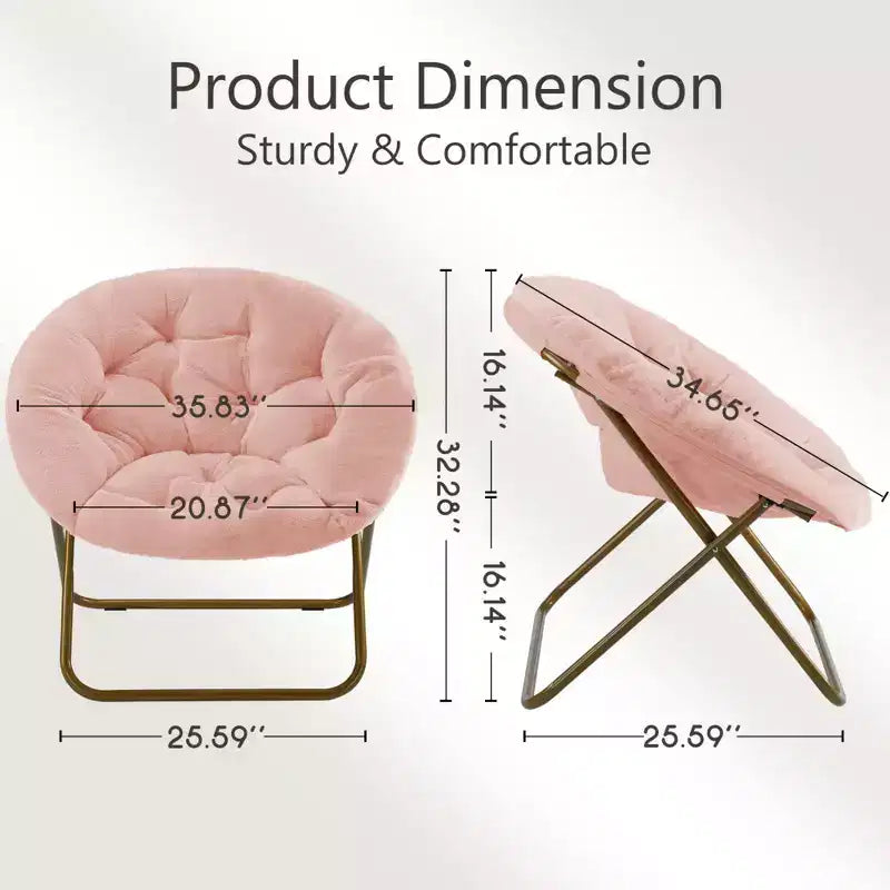 Zeus & Ruta Comfortable Faux Fur Disc Accent Chair - Adult-Size for Bedroom & Living Room