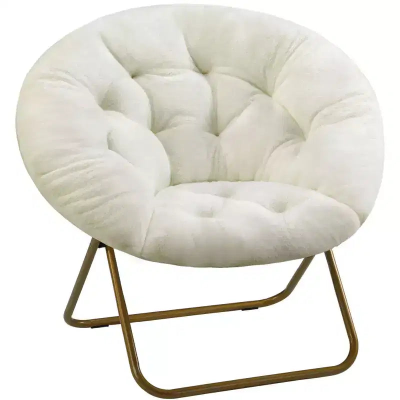 Zeus & Ruta Comfortable Faux Fur Disc Accent Chair - Adult-Size for Bedroom & Living Room