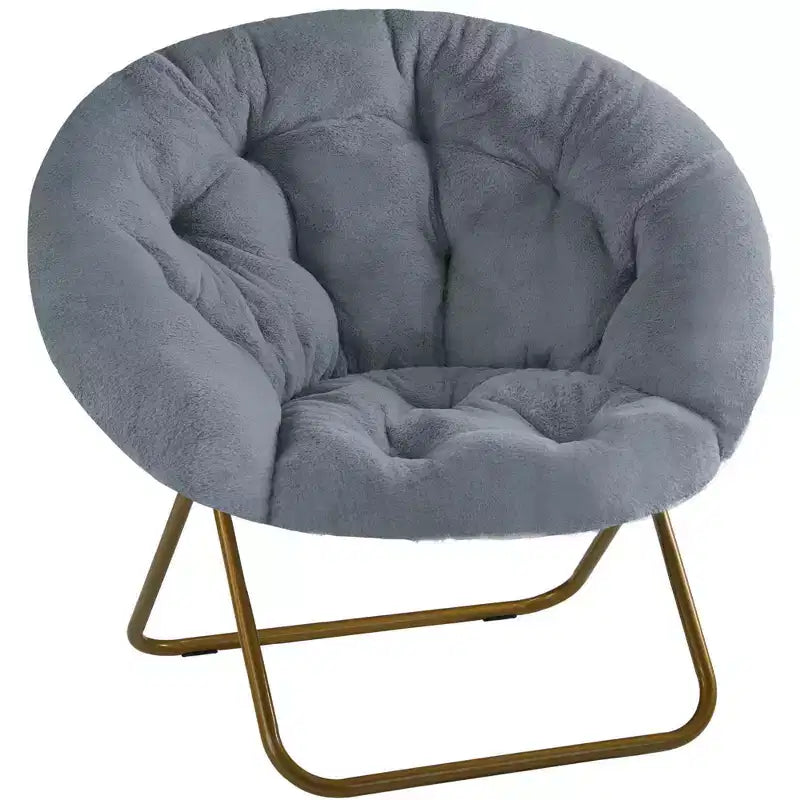 Zeus & Ruta Comfortable Faux Fur Disc Accent Chair - Adult-Size for Bedroom & Living Room