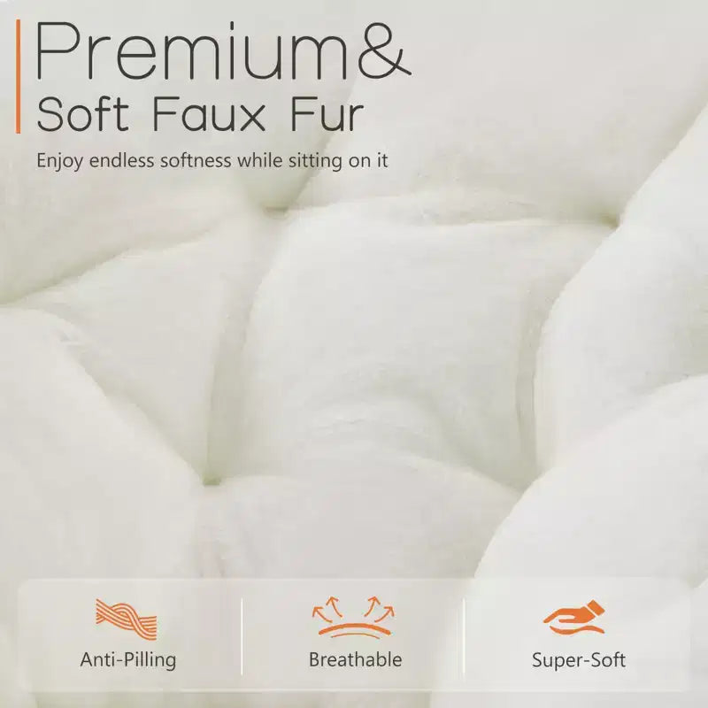 Zeus & Ruta Comfortable Faux Fur Disc Accent Chair - Adult-Size for Bedroom & Living Room