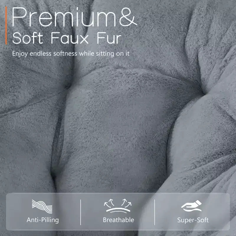 Zeus & Ruta Comfortable Faux Fur Disc Accent Chair - Adult-Size for Bedroom & Living Room