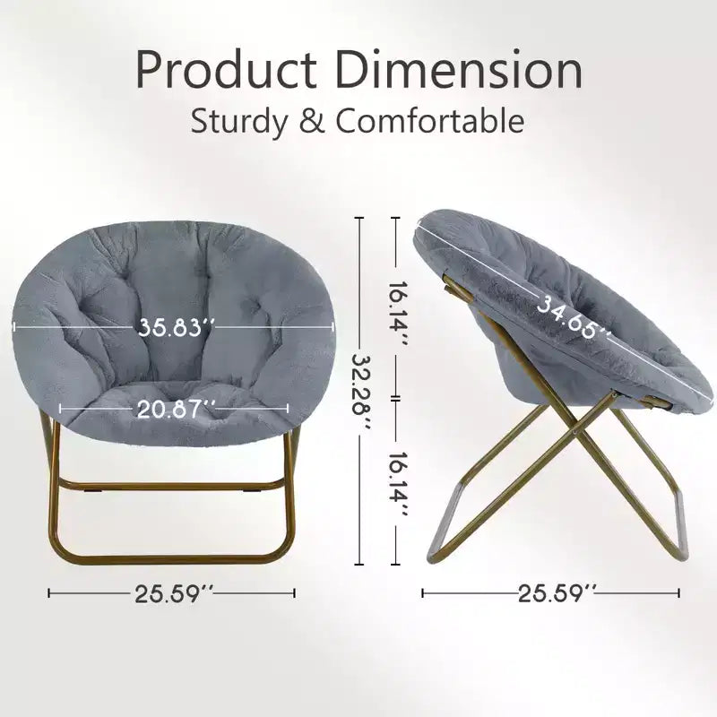 Zeus & Ruta Comfortable Faux Fur Disc Accent Chair - Adult-Size for Bedroom & Living Room